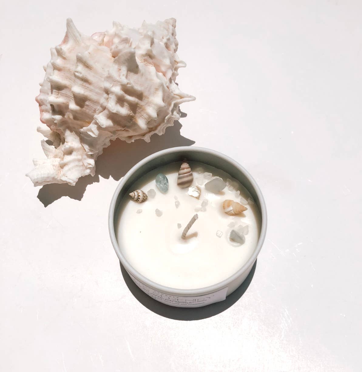 Sea Salt and Sirinity Summer scent Soy wax Candle Aquamarine