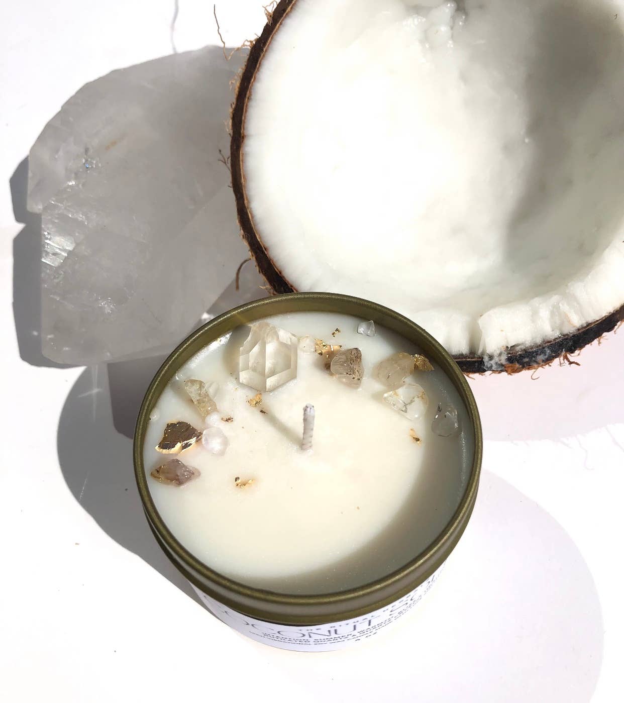 Coconut Soiel Candle Soy wax Quartz infused Summer Scents