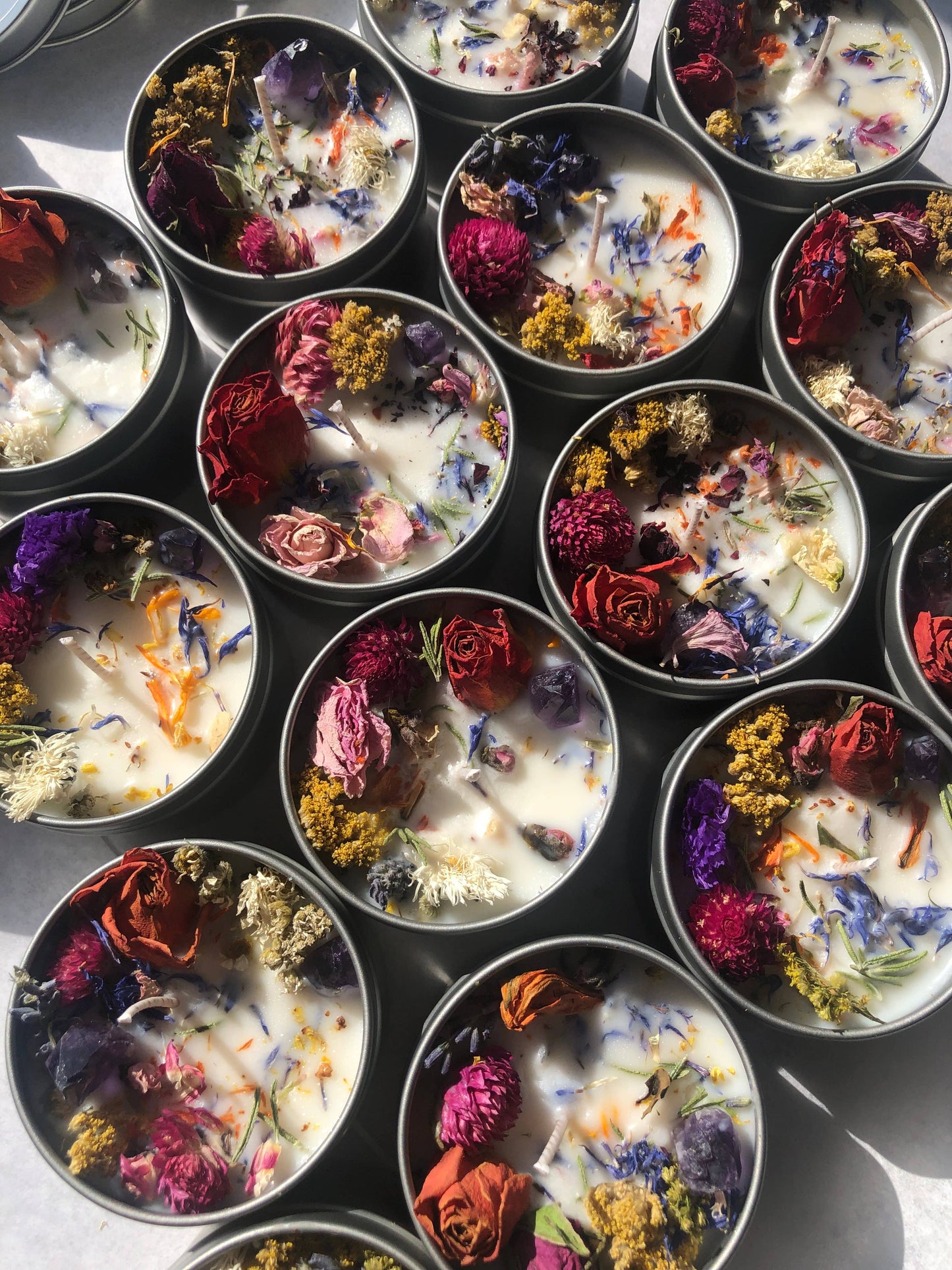 Wild Flowers Candle Soy Wax crystal infused Botanical