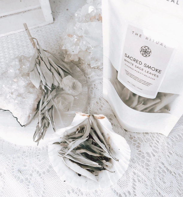 Sacred Smoke White Sage Leaves Heal, Love, Invoke, The Ritual