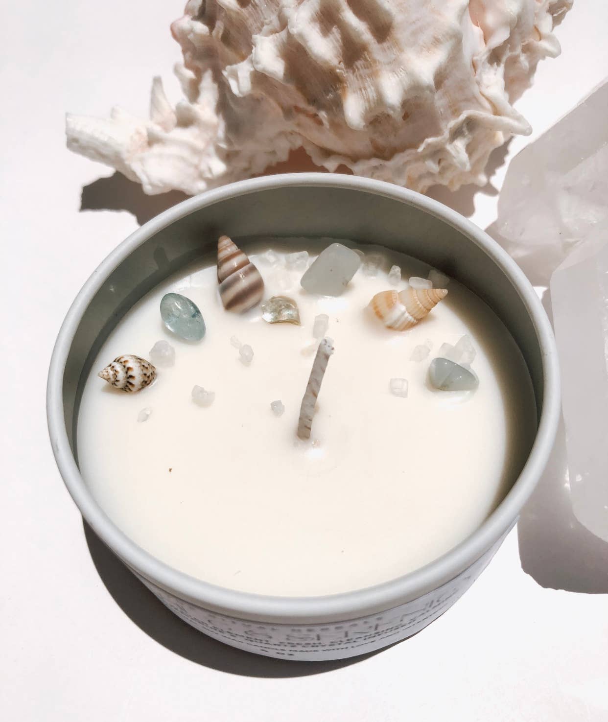 Sea Salt and Sirinity Summer scent Soy wax Candle Aquamarine