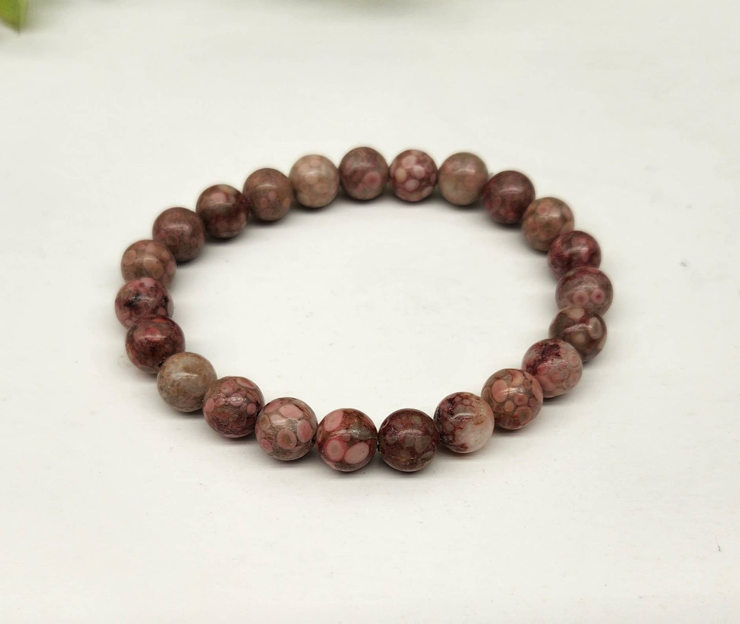 Chrysanthemum Stone Stretchable Bracelet 8mm beads-7.5"