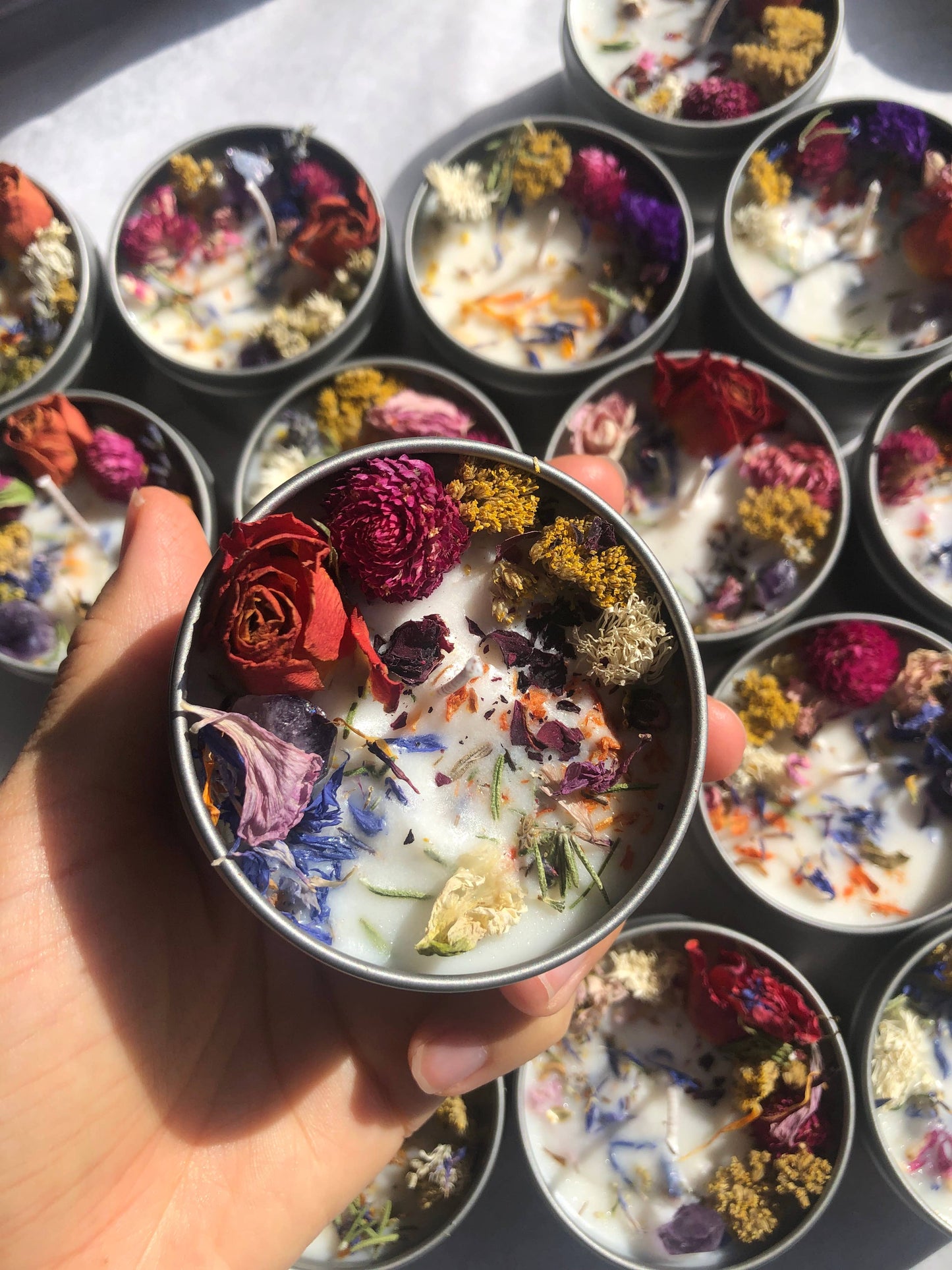 Wild Flowers Candle Soy Wax crystal infused Botanical