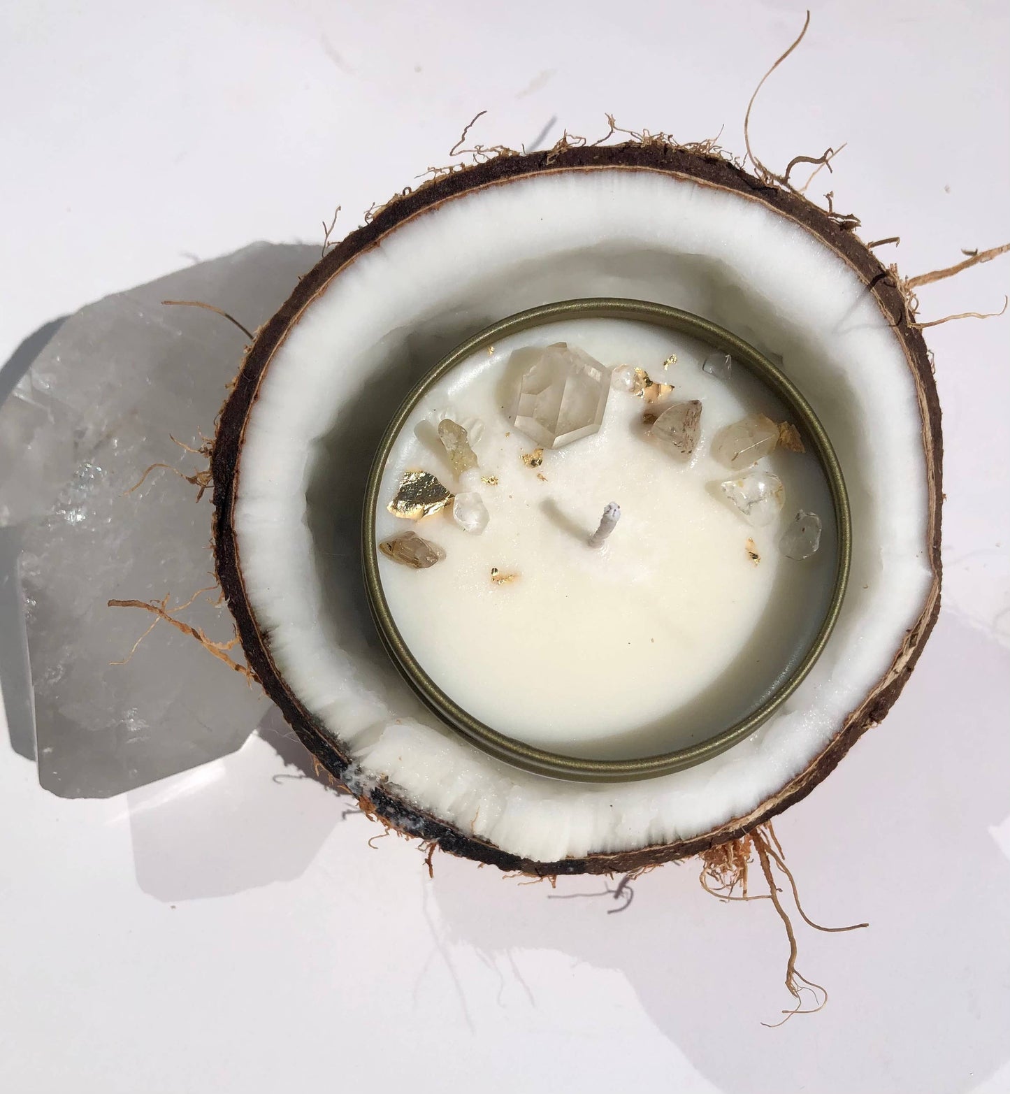 Coconut Soiel Candle Soy wax Quartz infused Summer Scents