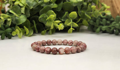 Chrysanthemum Stone Stretchable Bracelet 8mm beads-7.5"