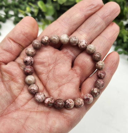 Chrysanthemum Stone Stretchable Bracelet 8mm beads-7.5"