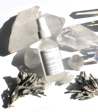 Cleanse White Sage Smudge Mist aura cleanse Quartz crystal