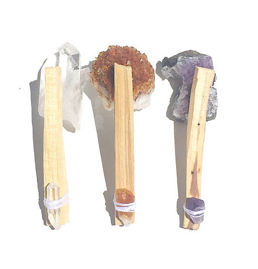 Palo Santo Trio With Intension Crystal Clusters