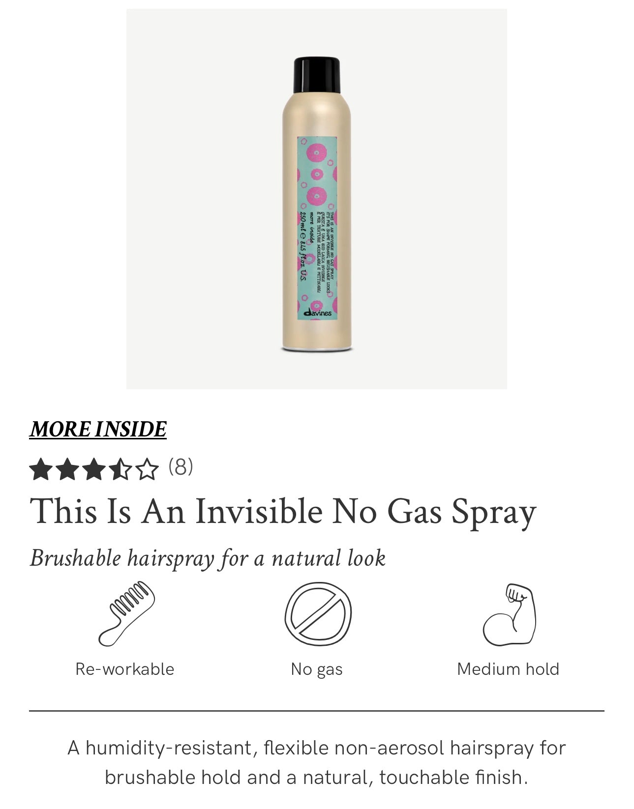 This is an Invisible No Gas Spray - Humidity Resistant