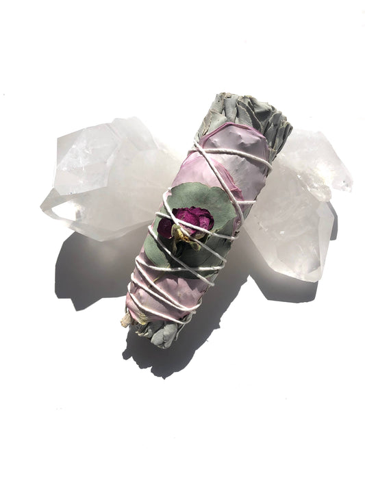 Rose Sage Eucalyptus Bundle Smudge stick