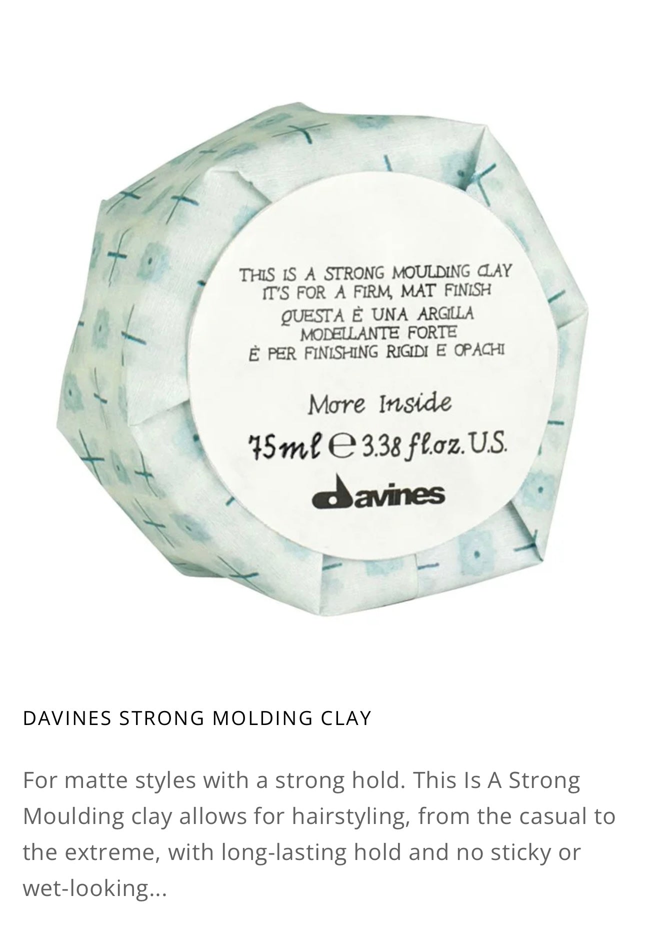 This is a Strong Moulding Clay - Firm Matte Finish