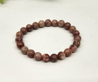 Chrysanthemum Stone Stretchable Bracelet 8mm beads-7.5"
