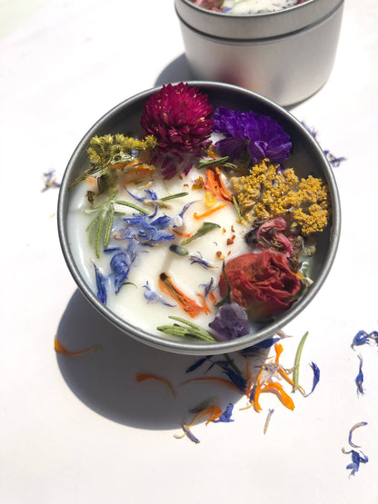 Wild Flowers Candle Soy Wax crystal infused  Botanical